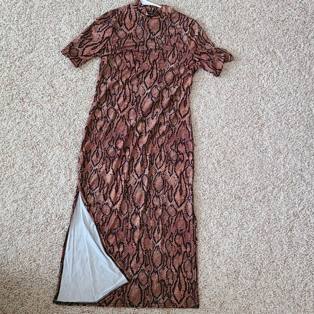 NEVER WORN - Nastygal midi cheetah print dress